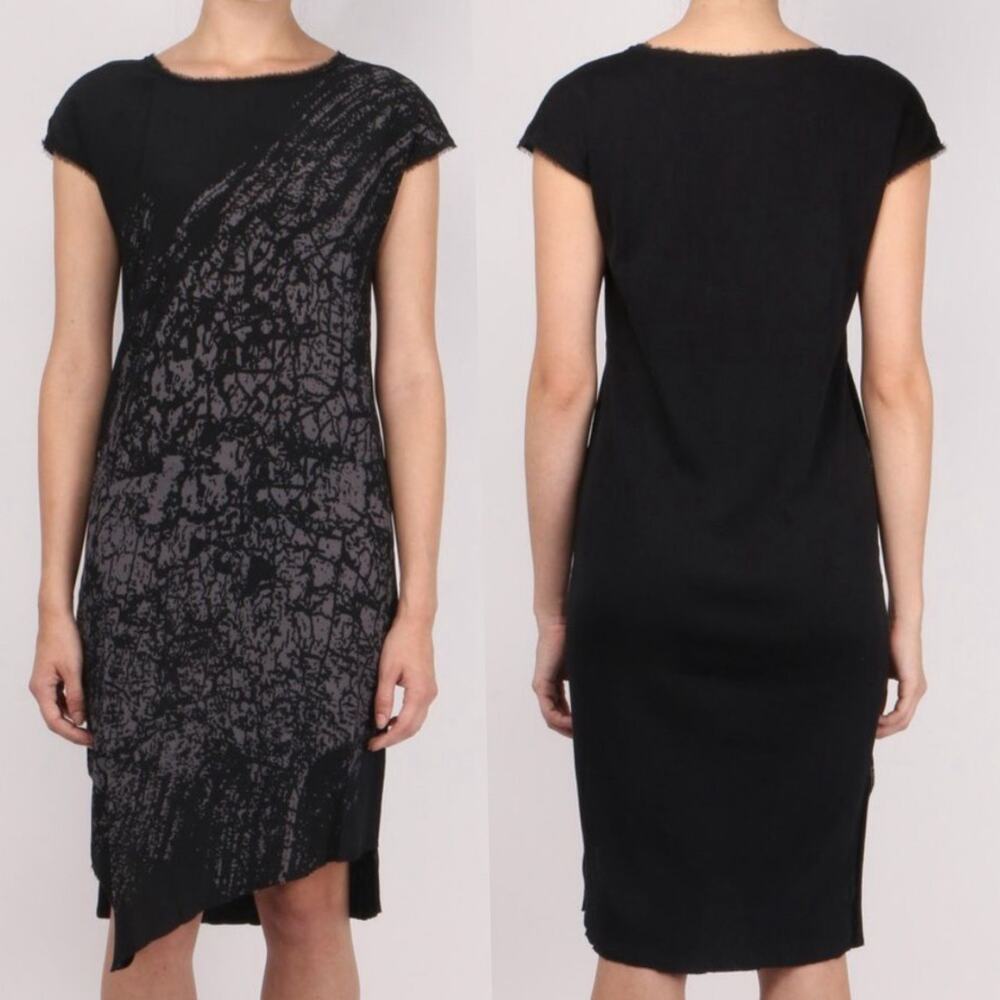 Go by Go Silk Make A Statement Sheath Dress Women’s Small Black Vortex Print